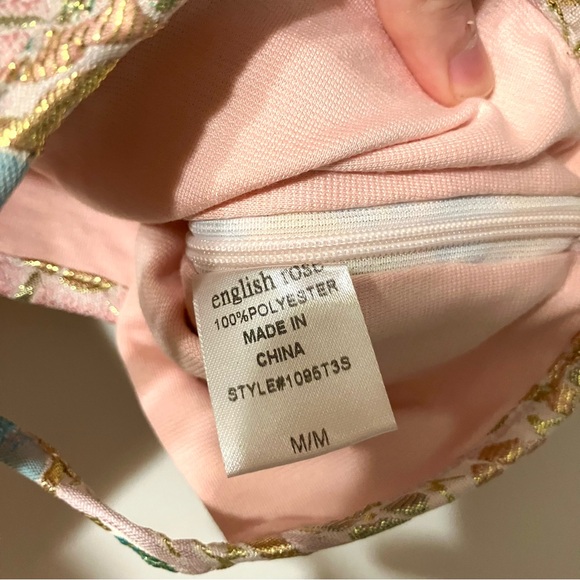 Embroidered Metallic Floral Crop Top Bralette - Pink, Gold, Blue, Green Pattern - Picture 6 of 14